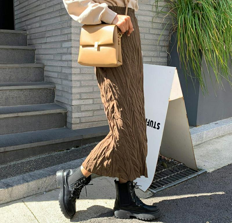 【新作10%OFF】リンクルスカート・全3色・t61339 レディース【sk】【韓国 ファッション ボトムス スカート ロング丈