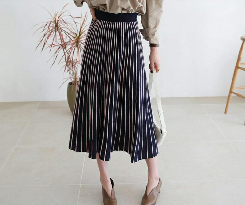 【新作10%OFF】配色プリーツニットスカート・全4色・t64569 レディース【sk】【韓国 ファッション ボトムス スカート