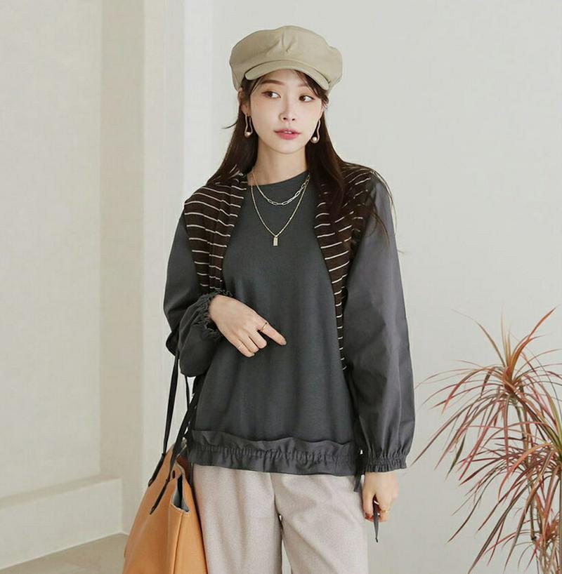 【新作10%OFF】ドロストヘムパフTシャツ・全4色・b64558 レディース【tops】【韓国 ファッション トップス Tシャ