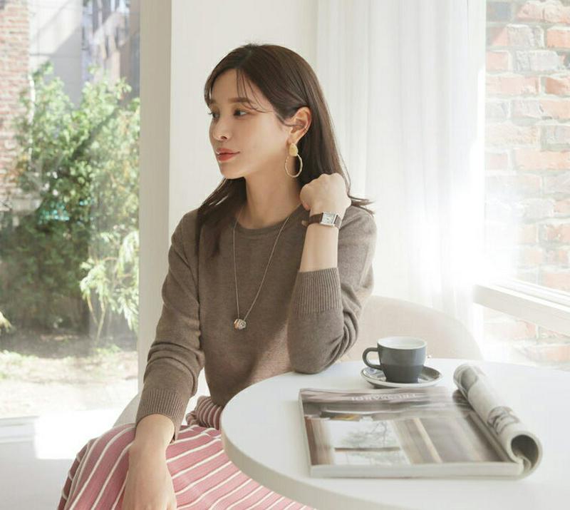 【新作10%OFF】ラウンドバックボタンニット・全4色・b64542 レディース【tops】【韓国 ファッション トップス ニッ