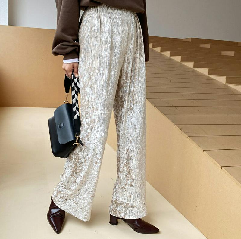 【新作10%OFF】ベロアリンクルパンツ・全3色・t56931 レディース【pt】【韓国 ファッション ボトムス ズボン パンツ