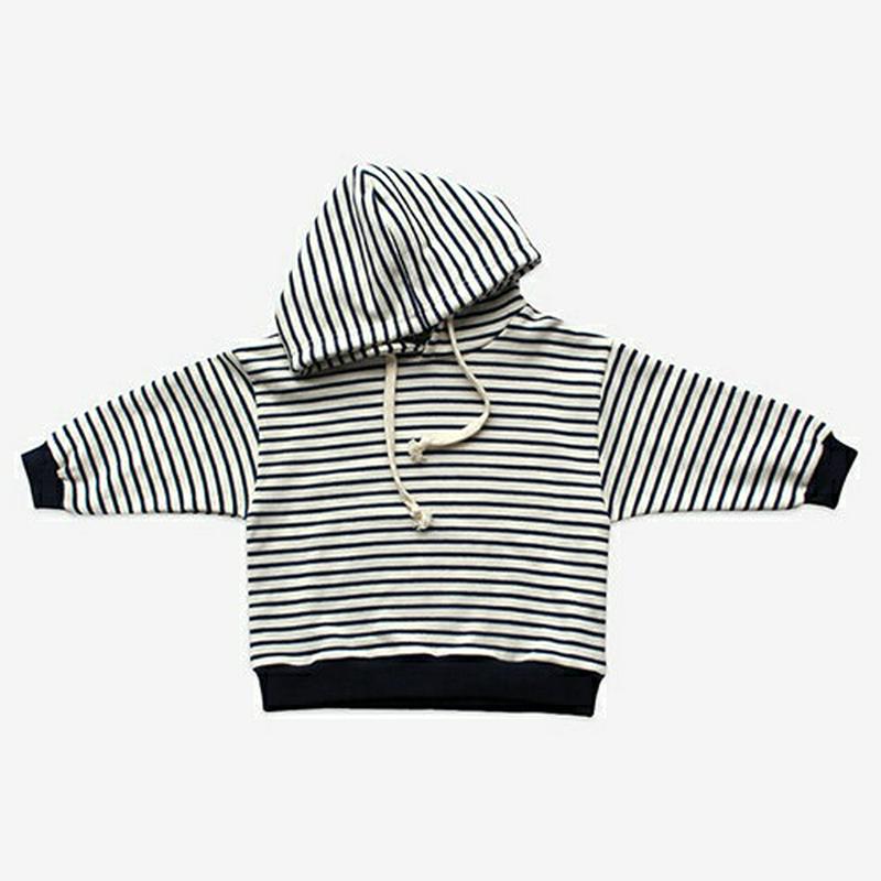 ボーダーフーディ(ネイビー)・p007421 キッズ【3~8才】【tops】【トップス フード フーディ ボーダー　柄 カジュアル 長袖 ラフ 女の子 男の子 秋 冬 韓国 韓国子供服 子供 こども 子供服 こども服】【KIDS】