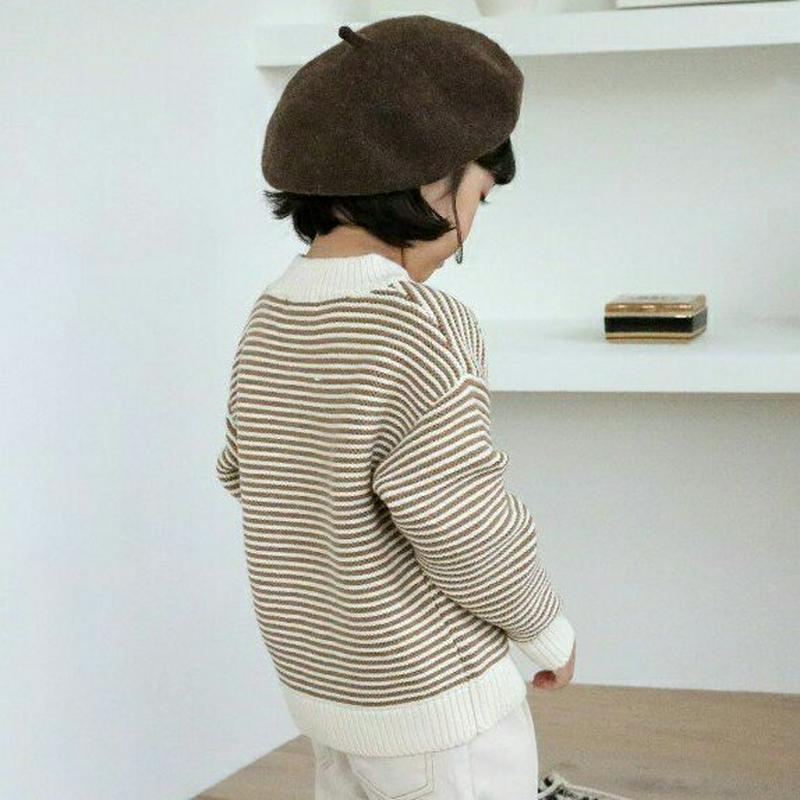 【キッズ10%OFF】配色ボーダーニット・u07461 キッズ【3~8才】【tops】【トップス ニット ニットトップス ボーダ