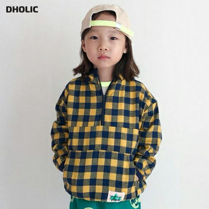【キッズ10%OFF】チェックハーフジップTシャツ・u07447 キッズ【3~8才】【tops】【トップス Tシャツ 長袖 チェ