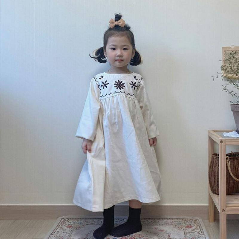 【キッズ10%OFF】フラワー刺繍ワンピース・u07455 キッズ【3~8才】【ops】【ワンピース ロング ロングワンピース 