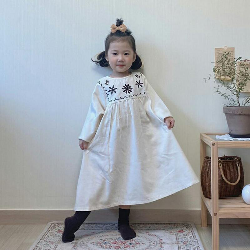 【キッズ10%OFF】フラワー刺繍ワンピース・u07455 キッズ【3~8才】【ops】【ワンピース ロング ロングワンピース 