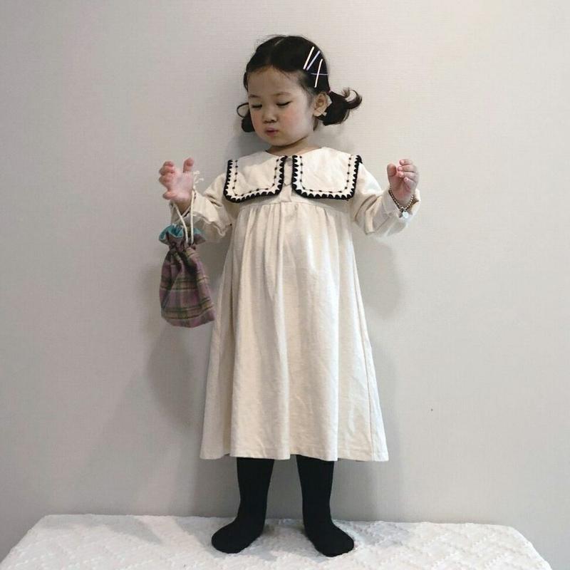 【キッズ10%OFF】刺繍カラーワンピース・u07474 キッズ【3~8才】【ops】【ワンピース ロング ロングワンピース 長