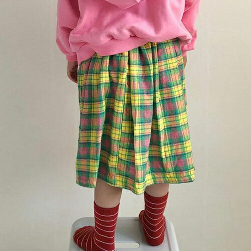 【キッズ10%OFF】チェックフレアスカート・u07453 キッズ【3~8才】【sk】【スカート ロング ロングスカート チェッ