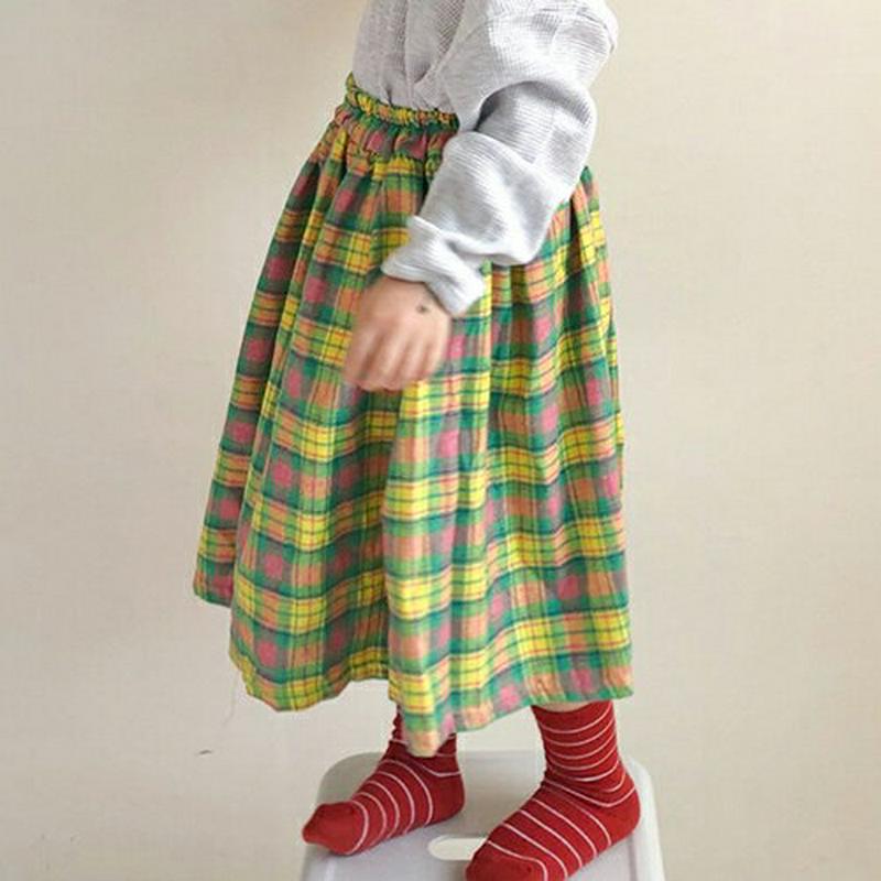 【キッズ10%OFF】チェックフレアスカート・u07453 キッズ【3~8才】【sk】【スカート ロング ロングスカート チェッ