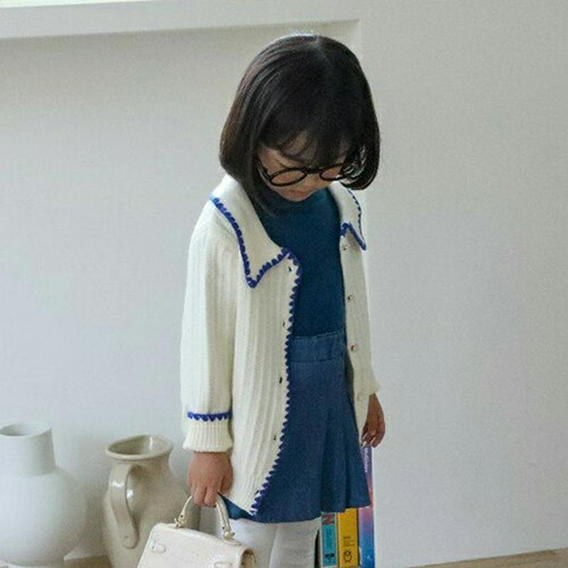 【キッズ10%OFF】刺繍配色カラーカーディガン・u07488 キッズ【3~8才】【cd】【カーディガン カーデ 羽織物 長袖 