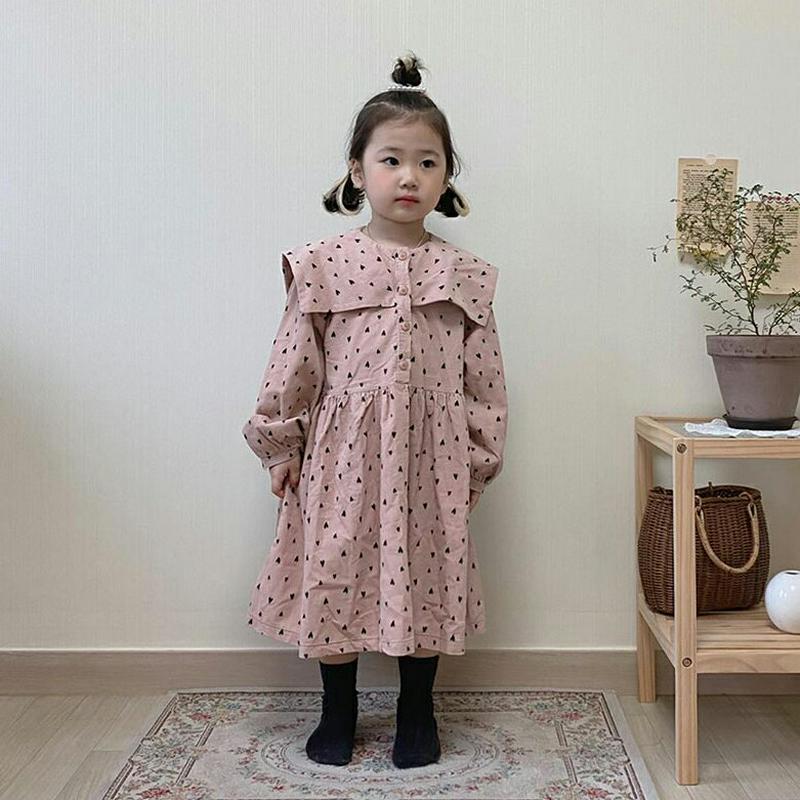 【キッズ10%OFF】カラーハートパターンワンピース・u07491 キッズ【3~8才】【ops】【ワンピース ロング ロングワン