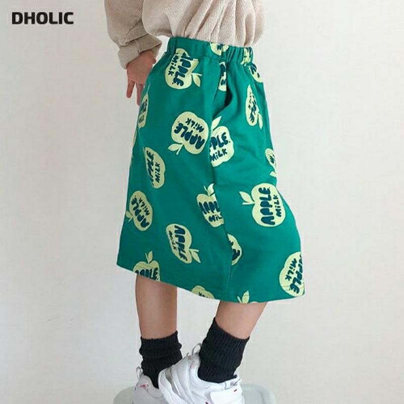 【キッズ10%OFF】アップルプリントスカート・u07454 キッズ【3~8才】【sk】【スカート ミディ丈 ミディスカート 総