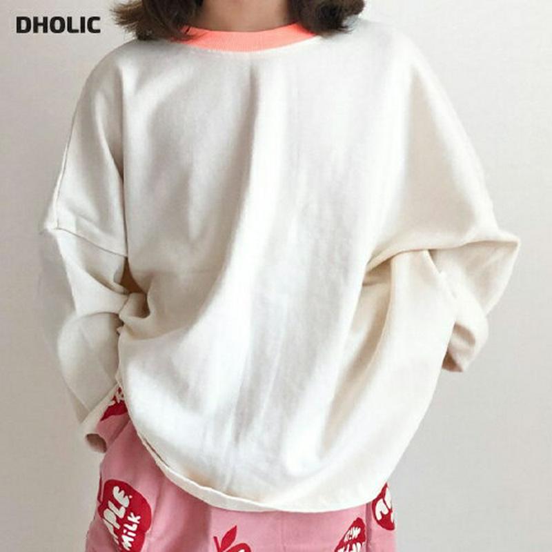 【キッズ10%OFF】配色ネックTシャツ・u07462 キッズ【3~8才】【tops】【トップス Tシャツ ロンT 無地 単色 