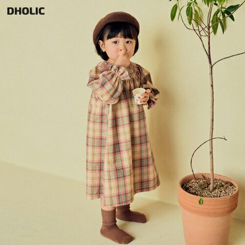 【キッズ10%OFF】シャーリングチェックワンピース・u07388 キッズ【3~8才】【ops】【ワンピース ロング ロングワン