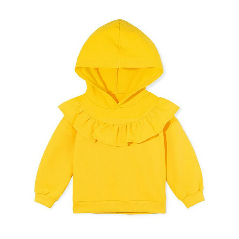 フリルフーディ・p007500 キッズ【3~8才】【tops】【トップス フーディー フード 長袖 フリル 単色 無地 シンプル カジュアル ラフ 可愛い かわいい 女の子 秋 冬 韓国 韓国子供服 子供 こども 子供服 こども服】【KIDS】