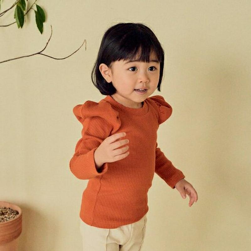 【キッズ10%OFF】パフリブTシャツ・u07363 キッズ【3~8才】【tops】【トップス Tシャツ 長袖 パフスリーブ パ