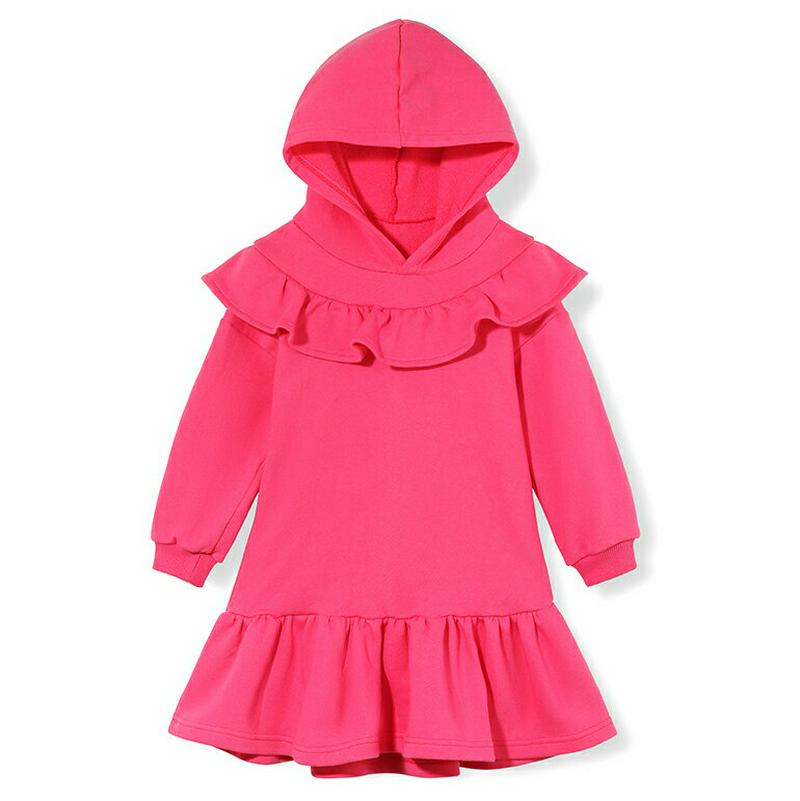 フリルフードワンピース p007326 キッズ 【3~8才】【ops】【韓国 ファッション ワンピース ミニ ショート 膝上 フレア Aライン 女の子 長袖 ルーズ ゆったり パフスリーブ フリル 帽子付き キッズ 子供用 幼稚園 通学 通園 小学生 春 秋 冬】【KIDS】