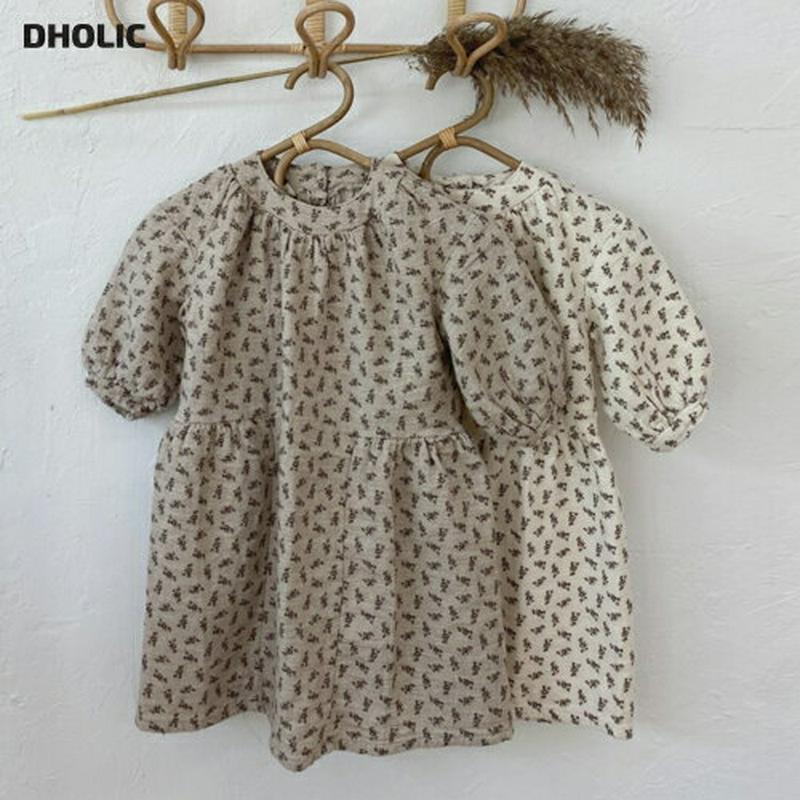 【キッズ10%OFF】フラワーパフワンピース u07219 キッズ 【3~8才】【ops】【韓国 ファッション ワンピース ロン