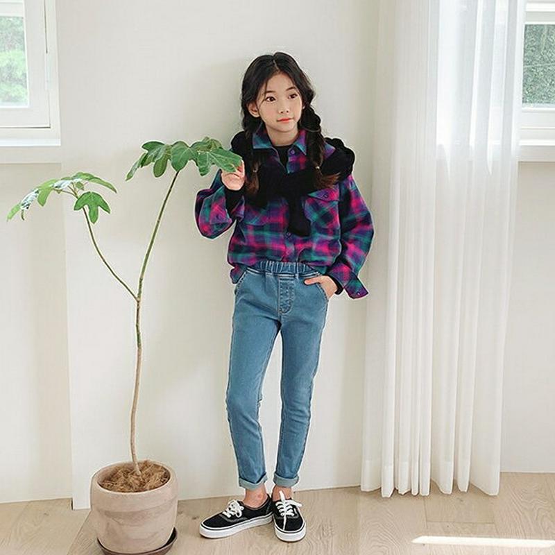 【キッズ10%OFF】ダブルフラップポケットチェックシャツ p007189 キッズ 【3~8才】【bl】【韓国 ファッション ト