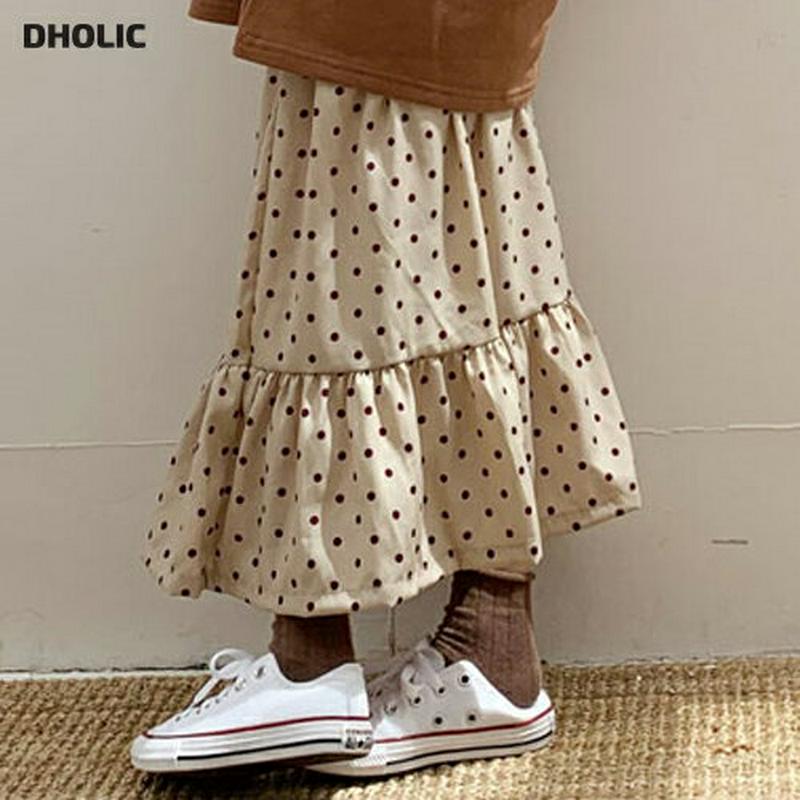 【キッズ10%OFF】ドットフレアヘムスカート u07395 キッズ 【3~8才】【sk】【韓国 ファッション ボトムス スカー