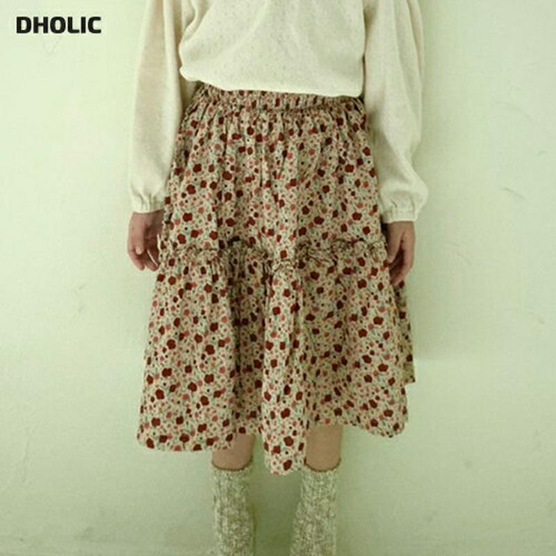 【キッズ10%OFF】フラワースカート u07211 キッズ 【3~8才】【sk】【韓国 ファッション ボトムス スカート ロン