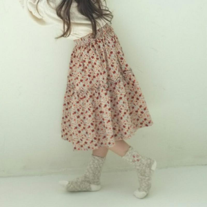 【キッズ10%OFF】フラワースカート u07211 キッズ 【3~8才】【sk】【韓国 ファッション ボトムス スカート ロン