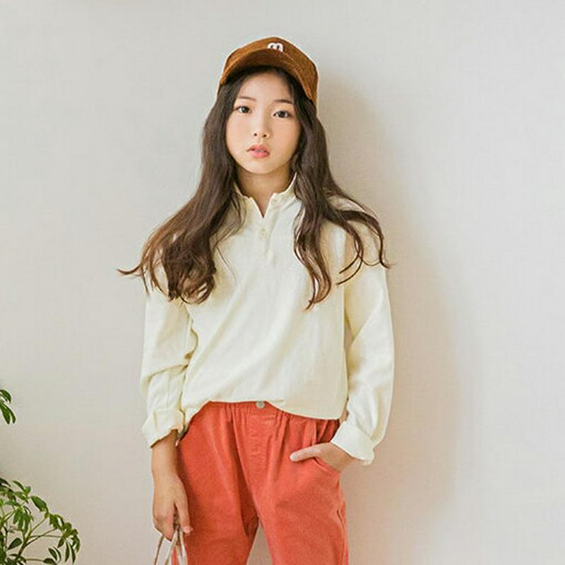 【キッズ10%OFF】ボタンカラーTシャツ p007272 キッズ 【3~8才】【tops】【韓国 ファッション トップス Tシ