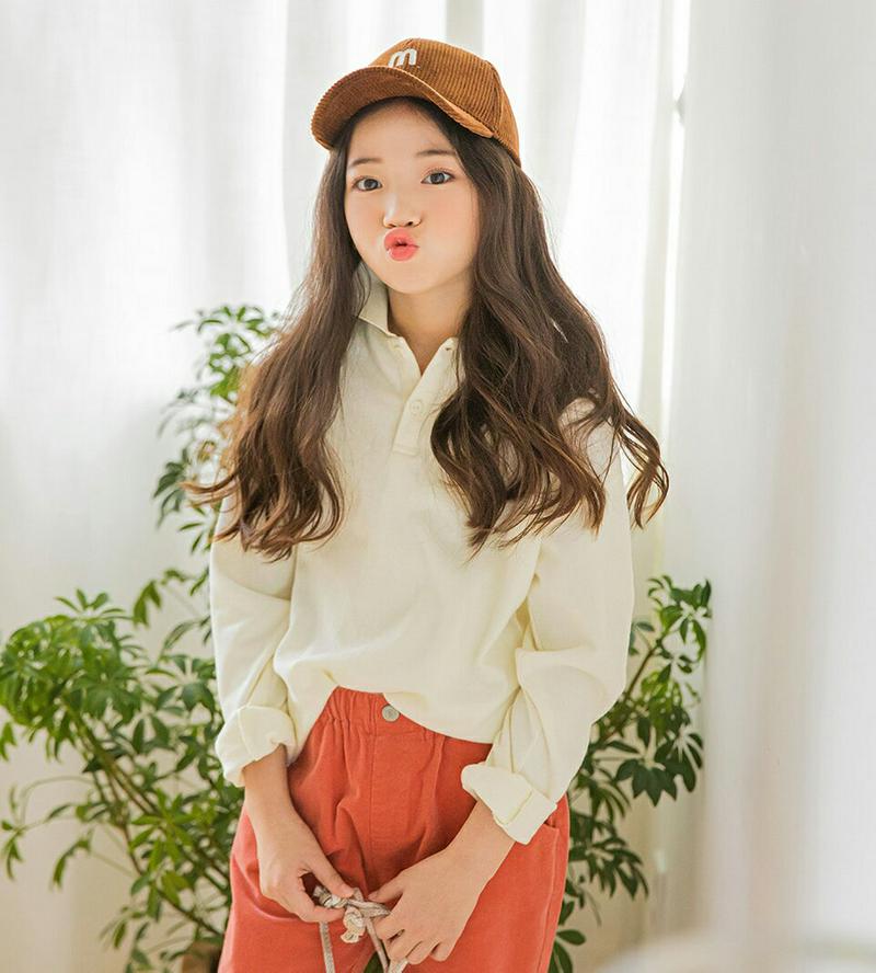 【キッズ10%OFF】ボタンカラーTシャツ p007272 キッズ 【3~8才】【tops】【韓国 ファッション トップス Tシ