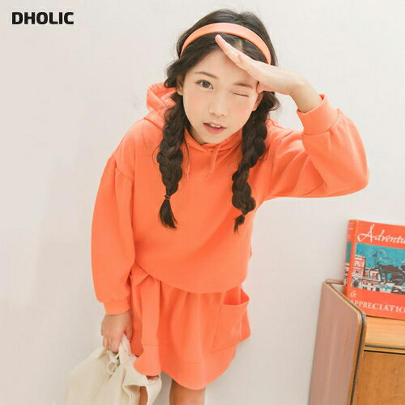 【キッズ10%OFF】パフフーディ&ポケットスカートSET p007128 キッズ 【3~8才】【SET】【韓国 ファッション 