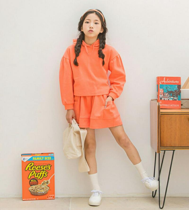 【キッズ10%OFF】パフフーディ&ポケットスカートSET p007128 キッズ 【3~8才】【SET】【韓国 ファッション 