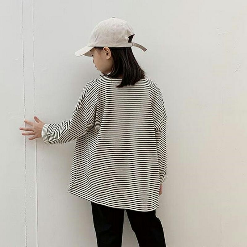 【キッズ10%OFF】ボーダーカーディガン u07398 キッズ 【3~8才】【cd】【韓国 ファッション カーディガン　Vネッ
