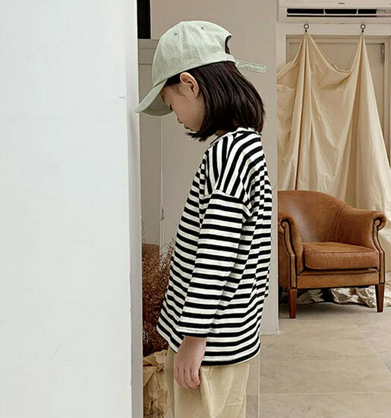 【キッズ10%OFF】ボーダーパターンTシャツ u07411 キッズ 【3~8才】【tops】【韓国 ファッション トップス T