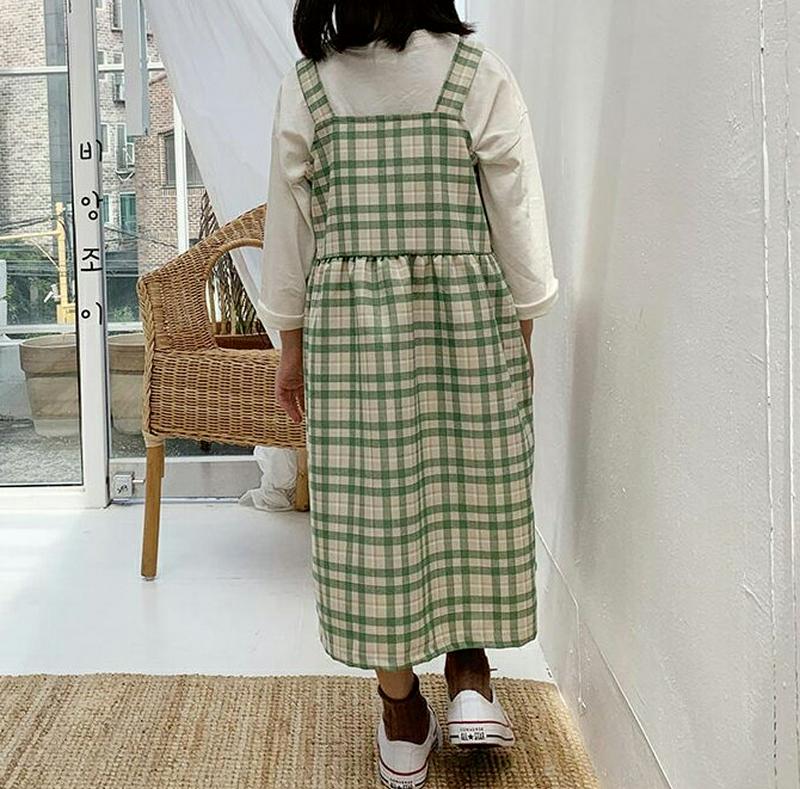 【キッズ10%OFF】チェックスクエアノースリワンピース u07407 キッズ 【3~8才】【ops】【韓国 ファッション ワン