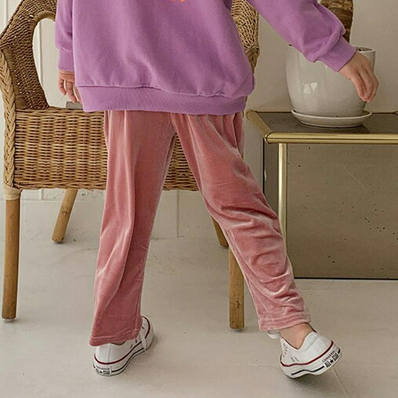 【キッズ10%OFF】ベロアパンツ u07369 キッズ 【3~8才】【pt】【韓国 ファッション ボトムス パンツ ロング ス