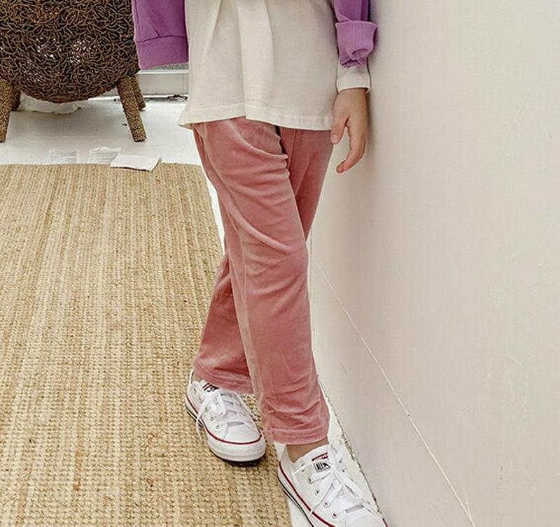 【キッズ10%OFF】ベロアパンツ u07369 キッズ 【3~8才】【pt】【韓国 ファッション ボトムス パンツ ロング ス