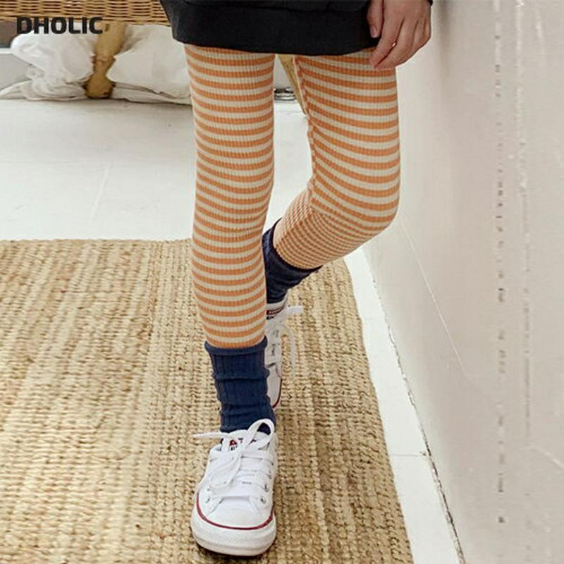 【キッズ10%OFF】ボーダーリブレギンス u07413 キッズ 【3~8才】【pt】【韓国 ファッション ボトムス レギンス 
