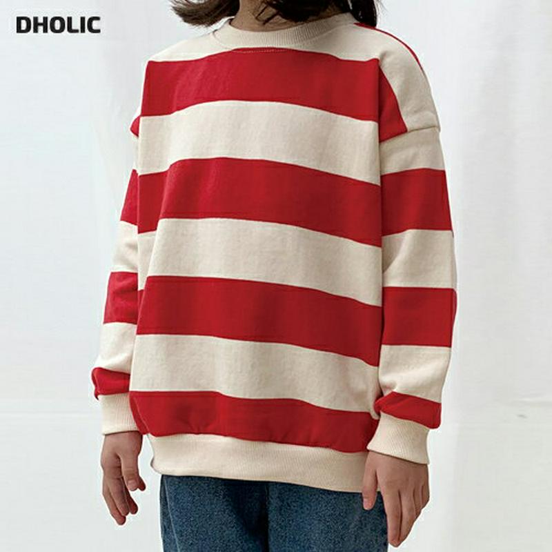【キッズ10%OFF】ワイドボーダースウェット u07382 キッズ 【3~8才】【tops】【韓国 ファッション トップス ス