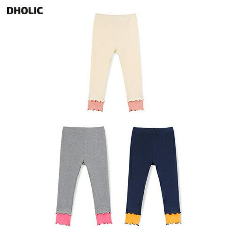 配色メロウへムレギンス p007324 キッズ 【3~8才】【pt】【韓国 ファッション ボトムス レギンス スパッツ パンツ ロング 8分丈 八分丈 パターン 柄 ドット リブ ストレッチ 伸びる 女の子 キッズ 子供用 幼稚園 通学 通園 小学生 春 秋 冬】【KIDS】