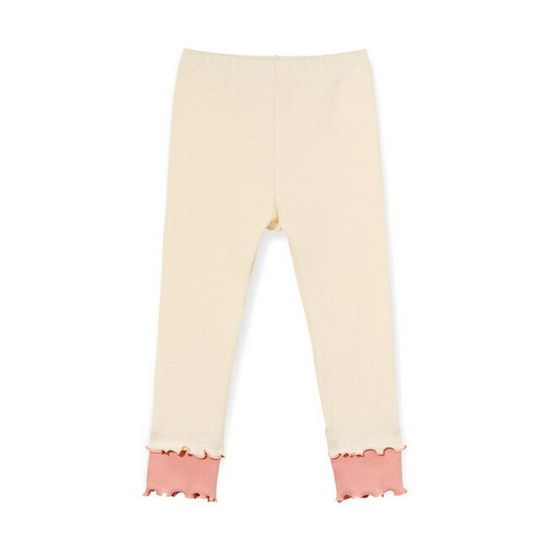 配色メロウへムレギンス p007324 キッズ 【3~8才】【pt】【韓国 ファッション ボトムス レギンス スパッツ パンツ ロング 8分丈 八分丈 パターン 柄 ドット リブ ストレッチ 伸びる 女の子 キッズ 子供用 幼稚園 通学 通園 小学生 春 秋 冬】【KIDS】