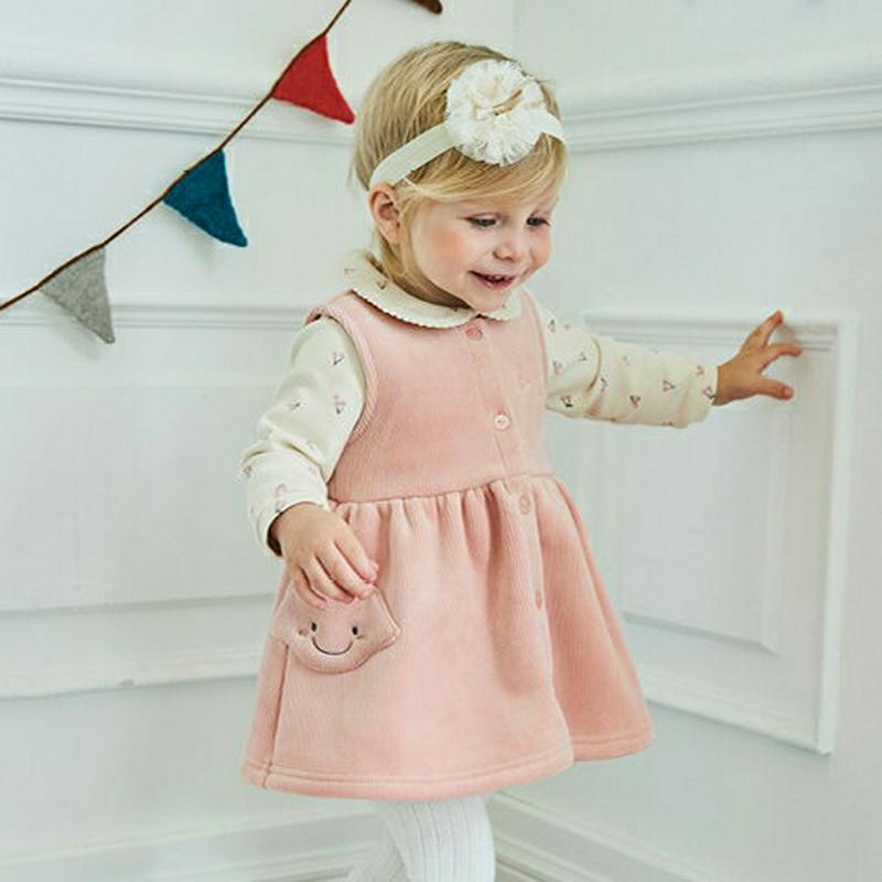 【キッズ30%OFF】【送料無料】チェリーブラウス&フェイスポケットワンピースSET p007288 キッズ 【3~8才】【SET】【韓国 ファッション セット ワンピース ショート フレア Aライン コーデュロイ ブラウス 長袖 女の子 キッズ 子供 子供用 幼稚園 小学生 春 秋 冬】【KIDS】