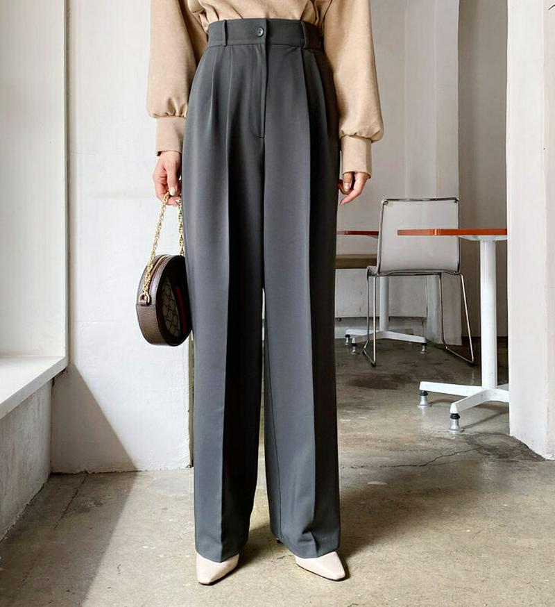 タックワイドスラックスパンツ・全2色・t61389 レディース【pt】【韓国 ファッション ボトムス ズボン パンツ ロングパン