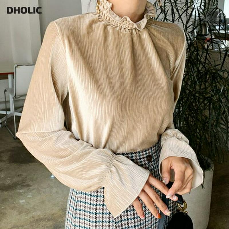 ベロアハイネックTシャツ・全3色・t61375 レディース【tops】【韓国 ファッション トップス Tシャツ ロングスリーブ 