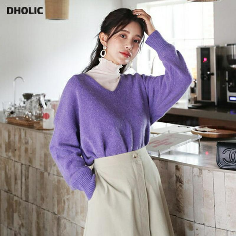 アンゴラウールVネックニット・全5色・t61367 レディース【tops】【韓国 ファッション トップス ニット ニットトップス