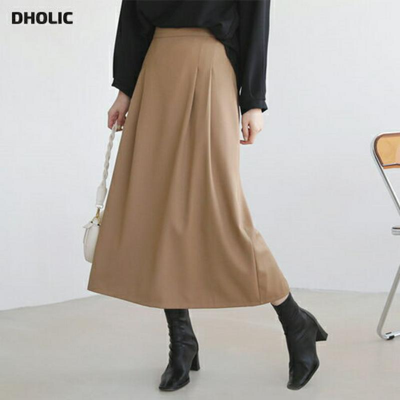 ツータックスカート・全3色・b64527 レディース【sk】【韓国 ファッション ボトムス スカート ロング丈 ロングスカート 
