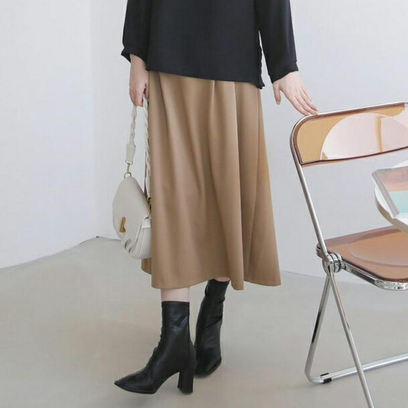 ツータックスカート・全3色・b64527 レディース【sk】【韓国 ファッション ボトムス スカート ロング丈 ロングスカート 