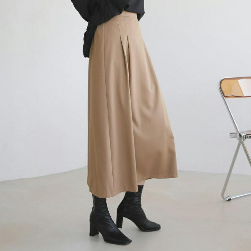 ツータックスカート・全3色・b64527 レディース【sk】【韓国 ファッション ボトムス スカート ロング丈 ロングスカート 