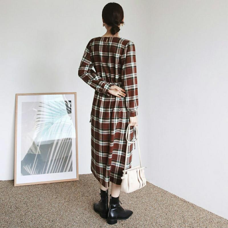 チェックストリングワンピース・全2色・t64514 レディース【ops】【韓国 ファッション ワンピース ロングワンピース ロン