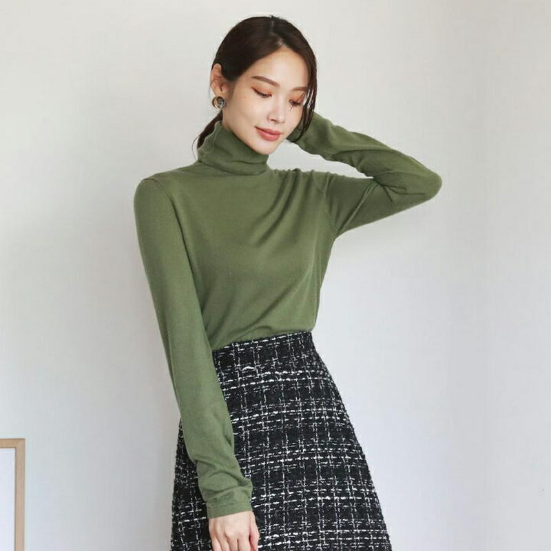 タートルネックスリムTシャツ・全5色・t64623 レディース【tops】【韓国 ファッション トップス Tシャツ ロングスリー