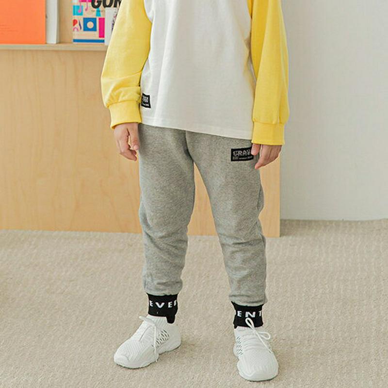ロゴへムジョガーパンツ p007762 キッズ 【3~8才】【pt】【韓国 ファッション ボトムス パンツ ロング ウエストゴム ストレート 無地 ベーシック シンプル 保温 絞り 女の子 男の子 キッズ 子供 子供用 幼稚園 通学 通園 小学生 春 秋 冬】【KIDS】