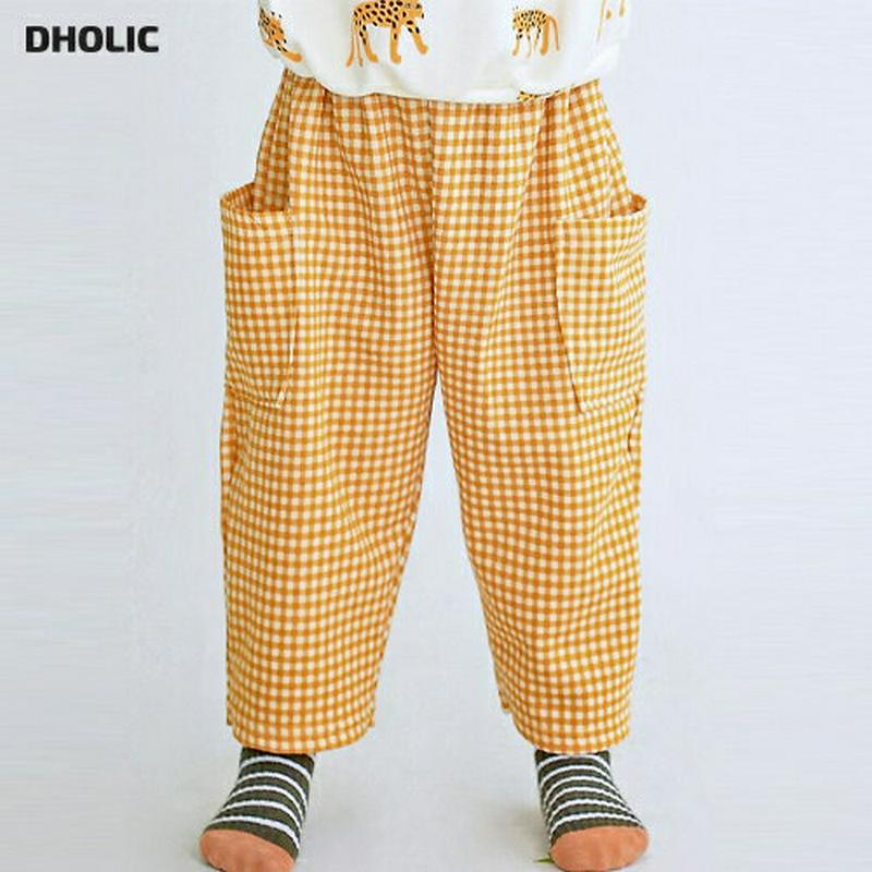 チェックパンツ・p007629 キッズ【3~8才】【pt】【パンツ ロングパンツ ズボン 長ズボン ワイド ワイドパンツ チェック柄 ギンガムチェック カジュアル 女の子 男の子 春 秋 韓国 韓国子供服 子供 こども 子供服 こども服】【KIDS】